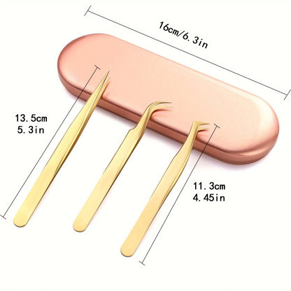 VAIX Gold Lash Tweezers Set
